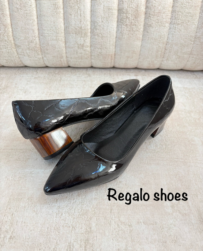 کفش مجلسی زنانه ( مدل چروک ) (پاشنه 3 سانت) پاشنه طرح چوب